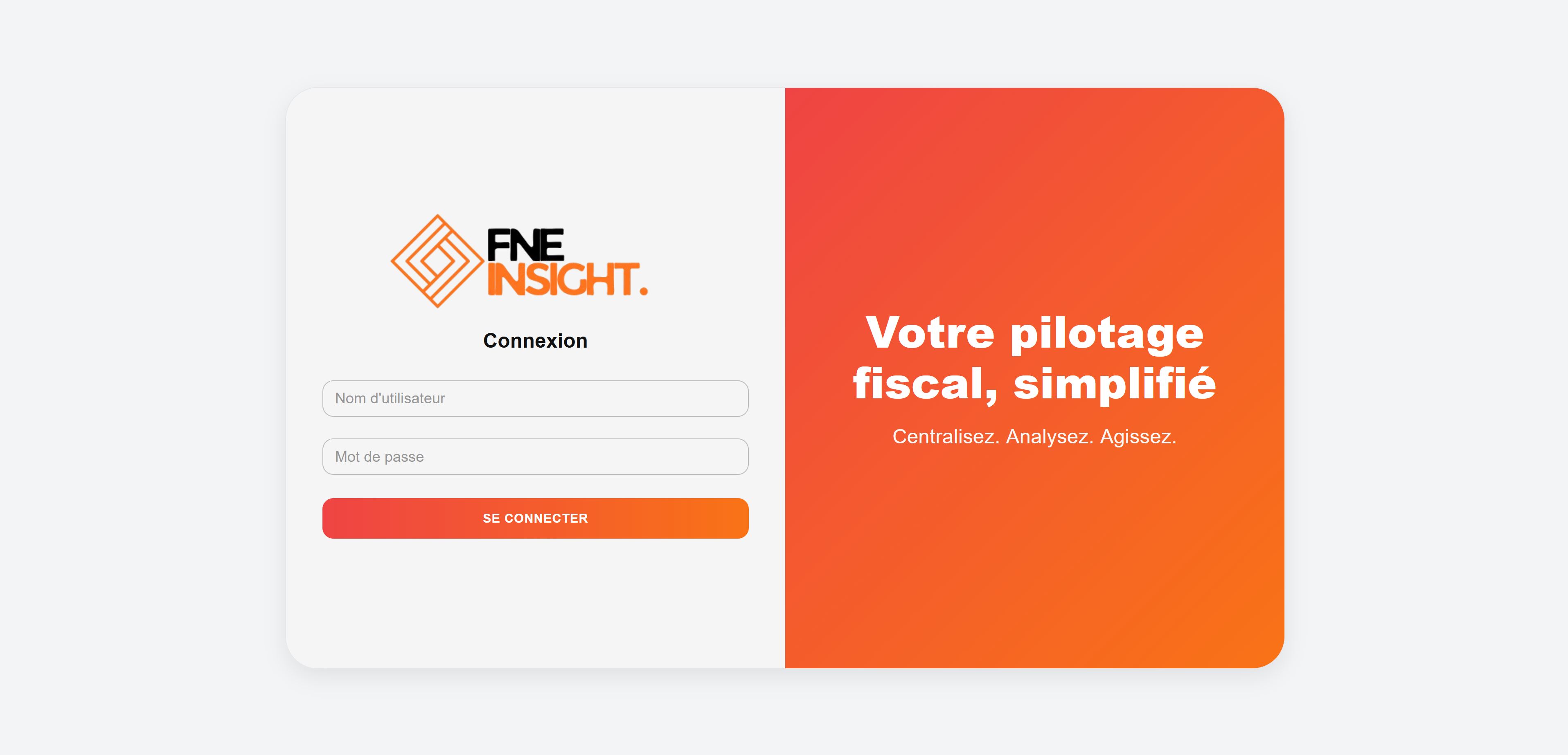 Écran de connexion FNE Insight
